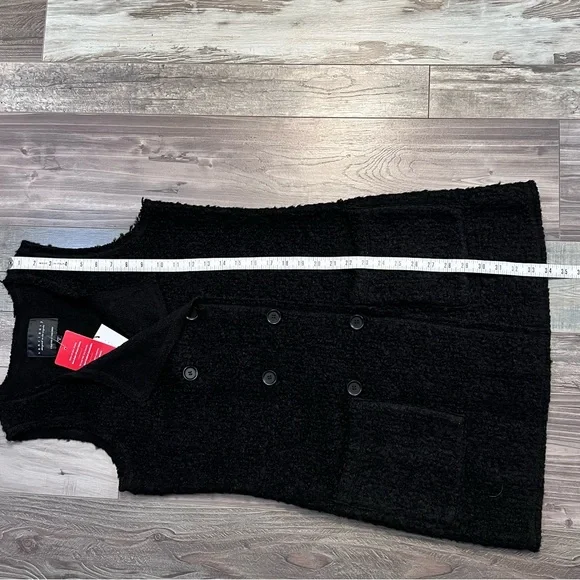 NWT Sanctuary Essential City Vest Sz S Black Double Breasted Teddy Wool Blend - Picture 14 of 16